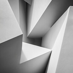 Abstract Geometric Shapes In White And Gray