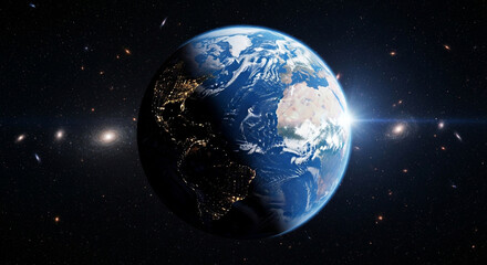 Obraz premium Earth Horizon with Sunlight from Outer Space