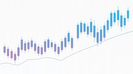 Candlestick chart reflecting upward trending financial data, illustrating market analysis and stock market trends. The chart is displaying business growth