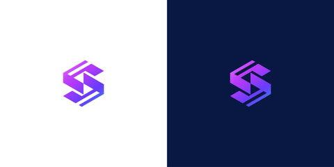 letter s abstract gradient color logo design vector	