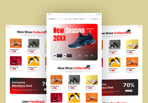 Modern Sneaker Store Email Newsletter Website UI Kit