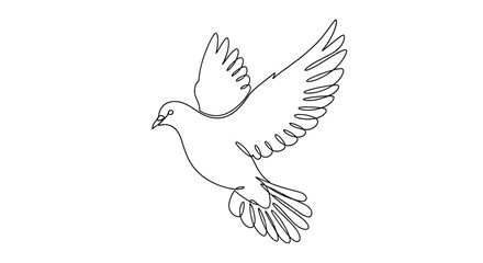 Obraz premium Elegant continuous line drawing of a dove in flight, symbolizing peace and freedom with a minimalist aesthetic.