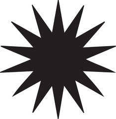 Black starburst shape with many sharp points symbol abstract geometric design