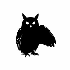 silhouette vector illustration of an owl with a white background