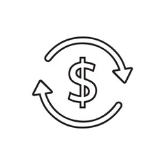 Dollar symbol with circular arrows financial exchange concept