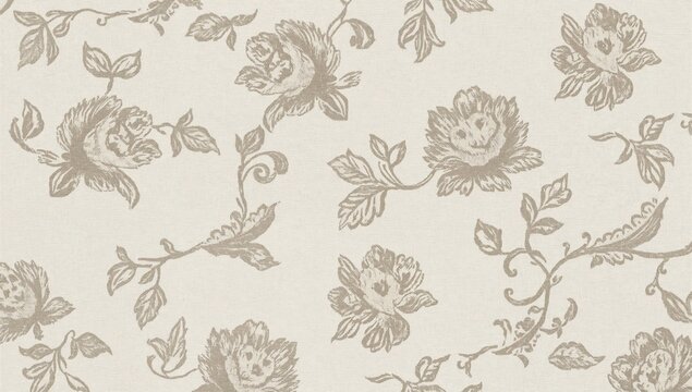 Background featuring a seamless floral farmhouse linen in taupe, suitable for editorial layouts