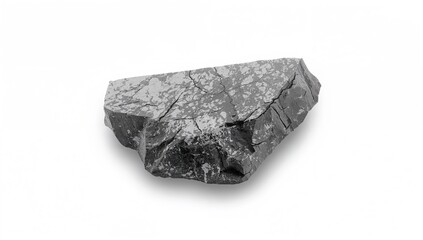 Fototapeta premium Basalt rock specimen isolated on a white background, geological study focus