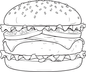 illustration of a hamburger line art design