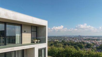 Fototapeta premium Fragment of contemporary residential apartment with flat buildings, urban density