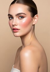 Discover natural beauty and makeup tips for a flawless look featuring glowing skin and pink blush tones