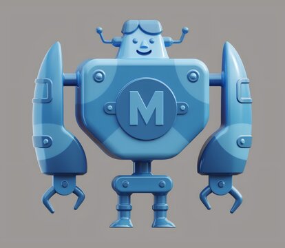 Friendly blue robot character design