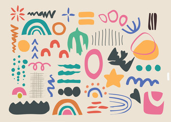 Handcrafted Boho Art Shapes and Design Elements Collection