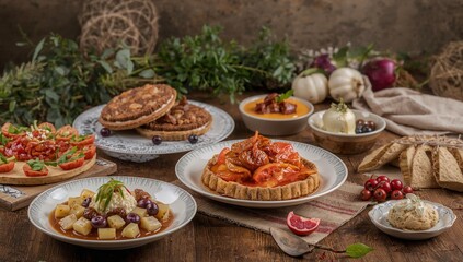 Food photography showcasing delicious food arrangements, ideal for editorial headers