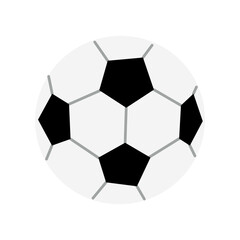 Obraz premium Vector flat illustration of a classic black and white soccer ball. Sport object isolated on white background