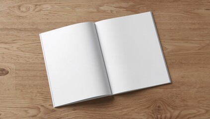 Photo of a blank pamphlet resting on a wooden table
