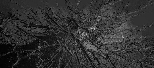 Dark Black Abstract Cracked Radial Texture