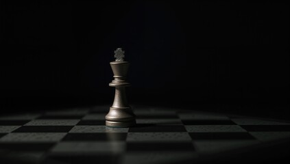 Pawn Chess Piece Positioned at the Edge of a Chessboard Against a Dark Backdrop with Selective Focus