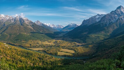 Scenic Outlook Over the Woodland and Valley From a Craggy Peak