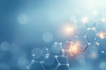 Molecular structure illustration features glowing elements against a soft blue background, representing health and disease prevention concepts