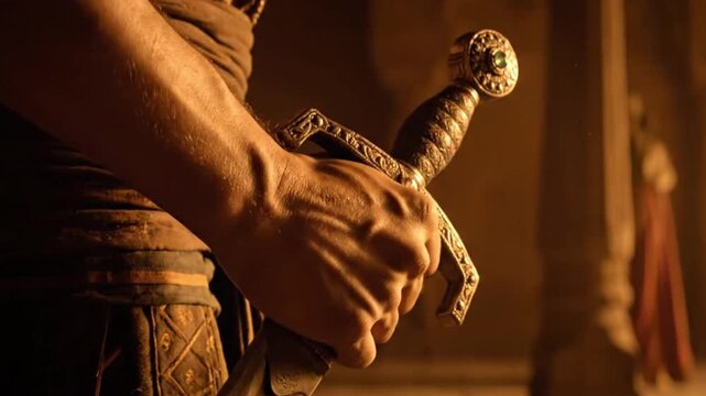 maharana pratap warrior hand gripping ornate historical sword blade