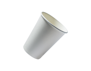 Paper cup floating in mid-air