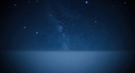 Obraz premium Starry night sky over a dark, flat landscape