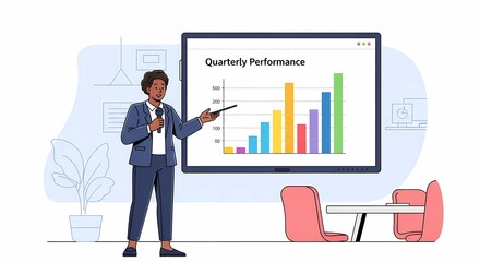 businessman showing graph