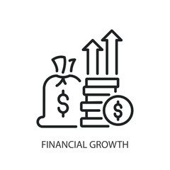 Financial growth thin line icons. Original vector illustration.