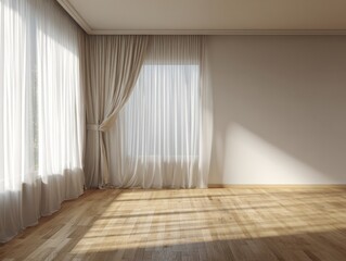 Fototapeta premium A room with white curtains and a window