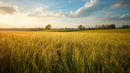 Improved perspective of a grain field after rainfall