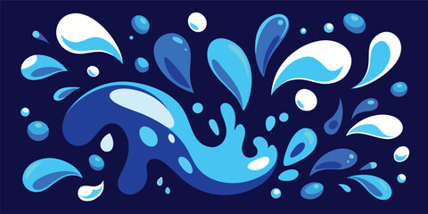Dynamic blue water splash and droplets fluid motion liquid abstract background