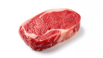 Fototapeta premium Raw meat on a white backdrop, processed meat risk