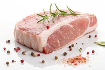 Slice pork on white background
