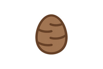 Brown egg vector icon design representing food, nutrition, protein, breakfast, and healthy eating, with transparent background