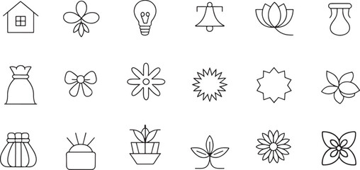 Fototapeta premium set of vector icons of flowers