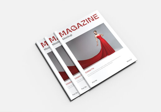 Stacked Magazines Mockup