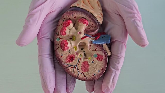 Detailed look at kidney anatomy and function using a life-size model in a medical demonstration setting