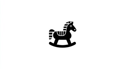 Black silhouette of a rocking horse on a white background icon