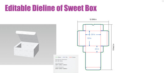 Box template diagram with dimensions packaging die line