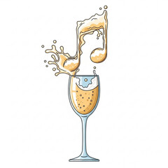 Sparkling drink splashing with musical notes in a glass  