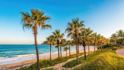 Coastal Scene Featuring Palm Trees