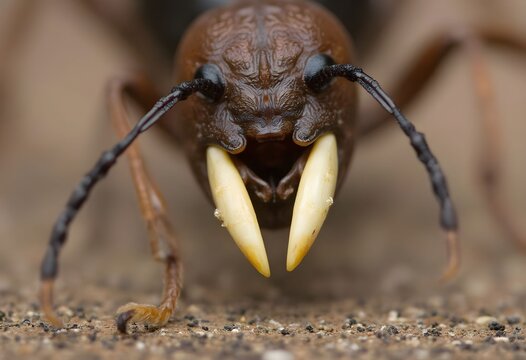 Macro Close-up Portrait of a Powerful Ant