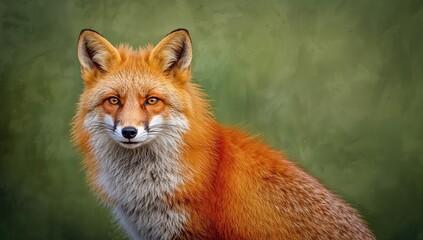 Fototapeta premium Close-up of a red fox (Vulpes vulpes) against a lush green backdrop