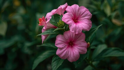 Obraz premium Flowers appear more vibrant when blooming with the predominant hue among the green foliage, seasonal change