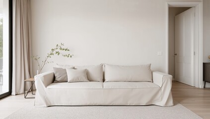 Contemporary living room with sleek sofa and minimalist design