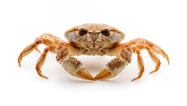 Crab with a soft shell on a plain white surface