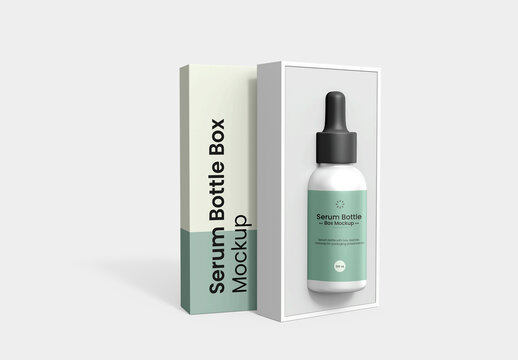 Serum Bottle in Box Mockup
