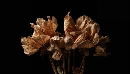 Photograph of dried blooms on a dark background