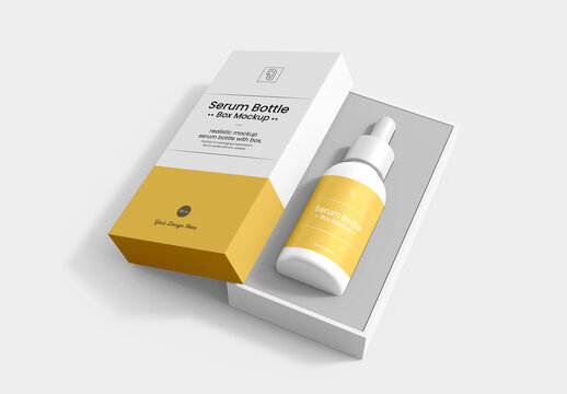 Serum Bottle Packaging Box Mockup