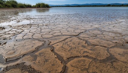 Soil patterns created by retreating water at a lagoon's base